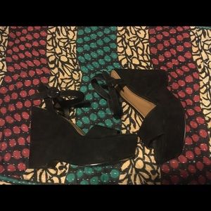 Chunky black platform heels